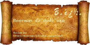 Beerman Üdvöske névjegykártya